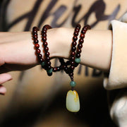 Tibetan Small Leaf Red Sandalwood Jade Mala Meditation Bracelet  (Extra 30% Off | USE CODE: FS30)