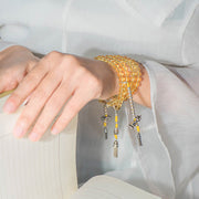 Buddhazens 108 Mala Beads 925 Sterling Silver Natural Citrine Red Agate White Jade Prosperity Charm Bracelet Mala Bracelet BS 22