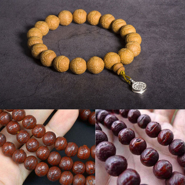 Buddha Stones Bodhi Seed Luck Auspiciousness Wrist Mala Tassel Pocket Mala Wrist Mala BS 7