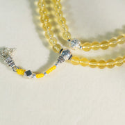 Buddhazens 108 Mala Beads 925 Sterling Silver Natural Citrine Red Agate White Jade Prosperity Charm Bracelet Mala Bracelet BS 25