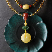 108 Mala Beads Natural Citrine Amber Peace Buckle Red Agate PiXiu Protection Charm Bracelet Mala Bracelet BS 6