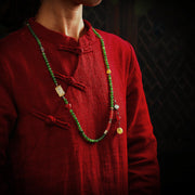 Buddhazens 108 Mala Beads Cyan Jade Red Agate Laughing Buddha Luck Bracelet Mala Bracelet BS 5