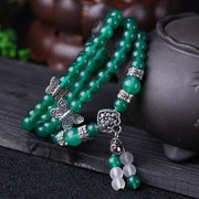 Buddhazens Natural Green Agate Butterfly Support Bracelet Mala Bracelet BS 1