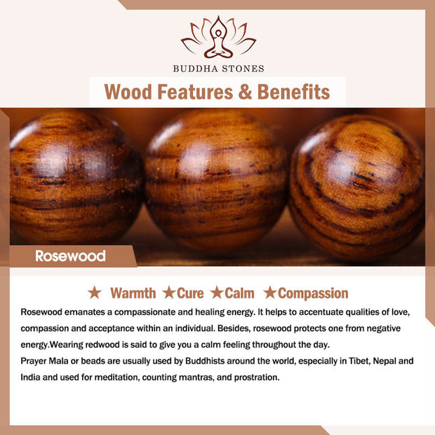 Buddhazens Tibetan Rosewood Protection Calm Bracelet Mala Mala Bracelet BS 21