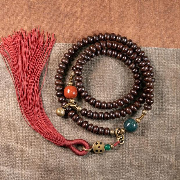 Buddhazens 108 Mala Beads Natural Tibet Purple Bodhi Seed Auspiciousness Bracelet Mala Bracelet BS 8mm