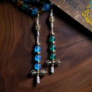 Buddhazens Tibetan 108 Mala Beads Multicolored Liuli Glass Bead Chinese Zodiac Nine Palaces Eight Diagrams Charm Bracelet Mala Bracelet BS 3