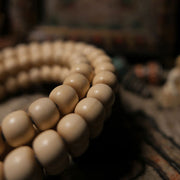 Buddha Stones 108 Mala Beads Abelia Biflora Wood Warding Off Evil Spirits Wrist Mala Mala Bracelet BS 6