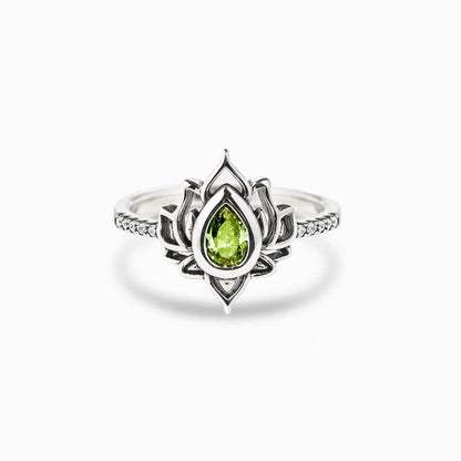 Buddha Stones 925 Sterling Silver Lotus Zircon Blessing Protection Ring