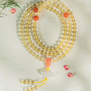 Buddhazens 108 Mala Beads 925 Sterling Silver Natural Citrine Red Agate White Jade Prosperity Charm Bracelet Mala Bracelet BS 9