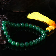 Buddhazens Natural Green Agate Wrist Mala Power Tassels Pocket Mala Car Decoration Wrist Mala&Decorations BS 1