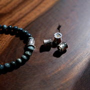 Buddhazens 925 Sterling Silver 108 Mala Beads Eagle's Eye Stone Moonstone Positive Bracelet Mala Bracelet BS 7