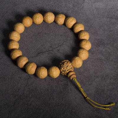 Buddha Stones Bodhi Seed Luck Auspiciousness Wrist Mala Tassel Pocket Mala Wrist Mala BS 15mm 21 Beads Charm String