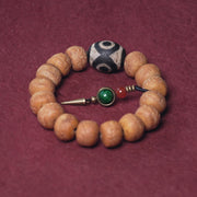 Buddhazens Tibet Bodhi Seed Dzi Bead Peace Charm Wrist Mala Bracelet Wrist Mala BS 7