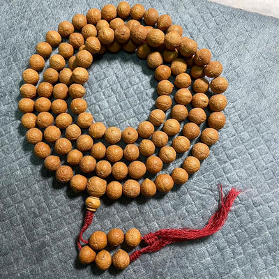 Buddhazens 108 Mala Beads Nepal Bodhi Seed Luck Wealth Tassel Bracelet Mala Bracelet BS 13mm