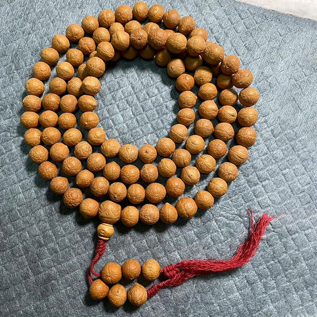 Buddhazens 108 Mala Beads Nepal Bodhi Seed Luck Wealth Tassel Bracelet Mala Bracelet BS 13mm