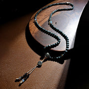 Buddhazens 925 Sterling Silver 108 Mala Beads Eagle's Eye Stone Moonstone Positive Bracelet Mala Bracelet BS 12