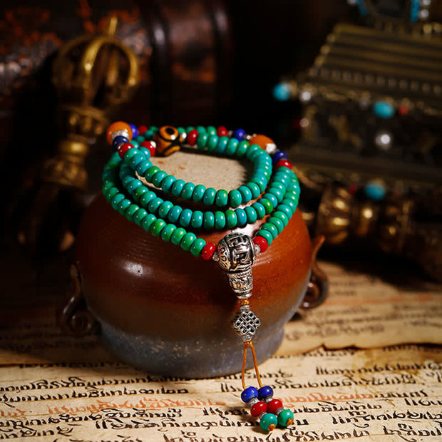 Buddhazens 108 Mala Beads Tibetan Turquoise Dzi Bead Protection Bracelet Mala Bracelet BS 4