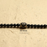 Buddhazens Tibetan 108 Mala Beads Black Onyx Three-eyed Dzi Beads Protection Bracelet Mala Bracelet BS 5