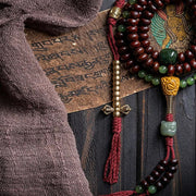 Buddhazens Natural Tibet 108 Mala Beads Purple Bodhi Seed Hetian Cyan Jade Copper Dorje Peace Bracelet Mala Bracelet BS 4