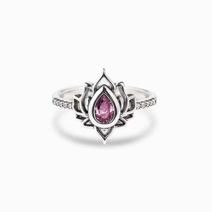 Buddha Stones 925 Sterling Silver Lotus Zircon Blessing Protection Ring