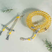 Buddhazens 108 Mala Beads 925 Sterling Silver Natural Citrine Red Agate White Jade Prosperity Charm Bracelet Mala Bracelet BS 23