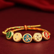 Five-way God of Wealth Transfer Pearl Zakiram Tibetan Thangka Hand Braided Rope Couple Year of the Dragon Natal Year Amulet Bracelet