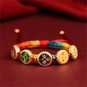 Five-way God of Wealth Transfer Pearl Zakiram Tibetan Thangka Hand Braided Rope Couple Year of the Dragon Natal Year Amulet Bracelet