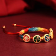 Five-way God of Wealth Transfer Pearl Zakiram Tibetan Thangka Hand Braided Rope Couple Year of the Dragon Natal Year Amulet Bracelet