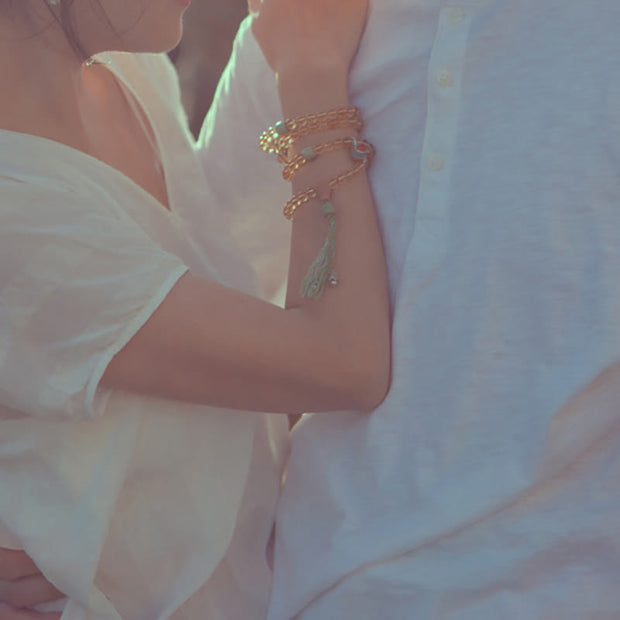 Buddhazens 108 Mala Beads 925 Sterling Silver Citrine Sandalwood Turquoise Protection Prosperity Bracelet Mala Bracelet BS 6