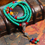 Buddhazens 108 Mala Beads Tibetan Turquoise Dzi Bead Protection Bracelet Mala Bracelet BS 1
