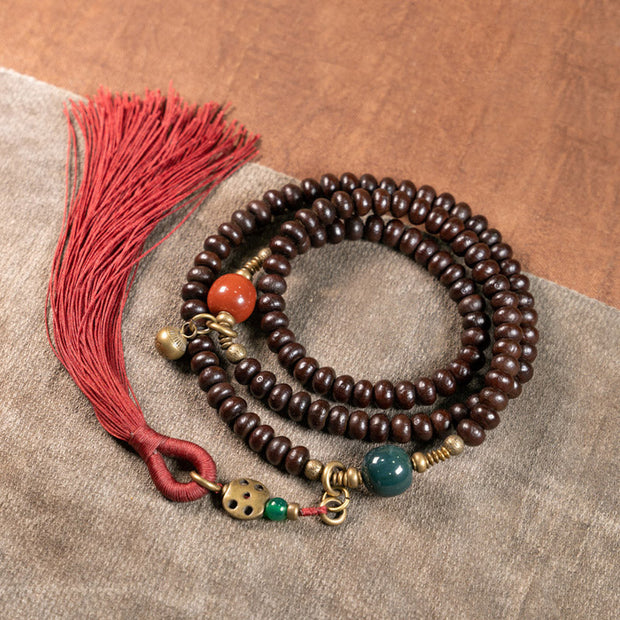 Buddhazens 108 Mala Beads Natural Tibet Purple Bodhi Seed Auspiciousness Bracelet Mala Bracelet BS 1