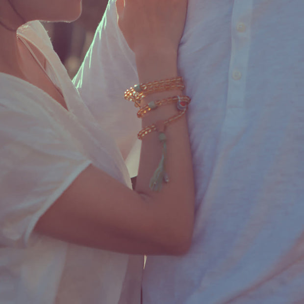 Buddhazens 108 Mala Beads 925 Sterling Silver Citrine Sandalwood Turquoise Protection Prosperity Bracelet Mala Bracelet BS 8