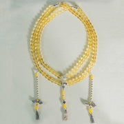 Buddhazens 108 Mala Beads 925 Sterling Silver Natural Citrine Red Agate White Jade Prosperity Charm Bracelet Mala Bracelet BS 24