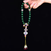 Buddhazens Natural Green Agate Wrist Mala Success Charm Pocket Mala Car Decoration Wrist Mala&Decorations BS 3
