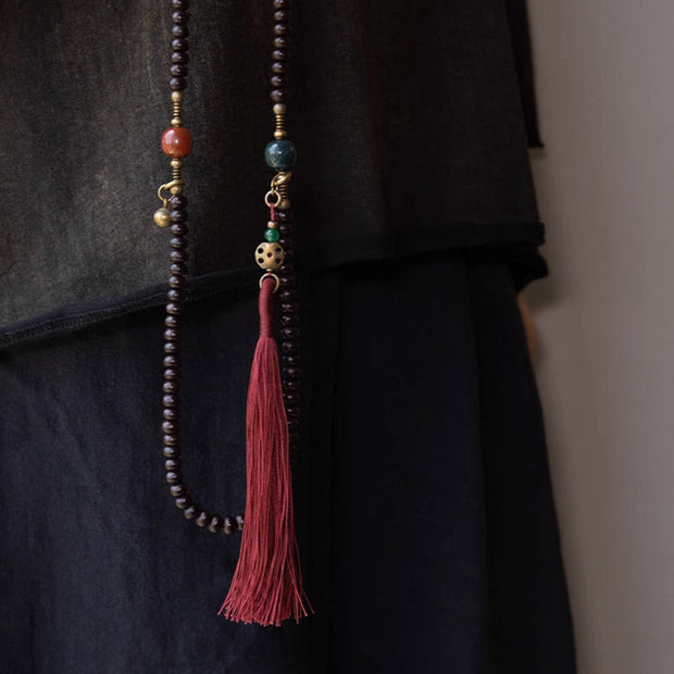 Buddhazens 108 Mala Beads Natural Tibet Purple Bodhi Seed Auspiciousness Bracelet Mala Bracelet BS 12