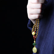 108 Mala Beads Natural Citrine Amber Peace Buckle Red Agate PiXiu Protection Charm Bracelet Mala Bracelet BS 7