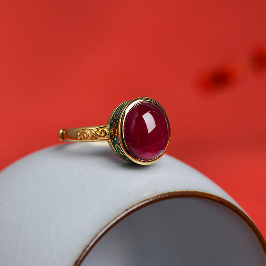925 Sterling Silver Red Corundum Courage Ring (Extra 30% Off | USE CODE: FS30)