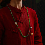 Buddhazens 108 Mala Beads Cyan Jade Red Agate Laughing Buddha Luck Bracelet Mala Bracelet BS 11