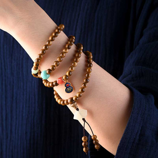 Buddhazens Tibetan Rosewood Protection Calm Bracelet Mala Mala Bracelet BS 5