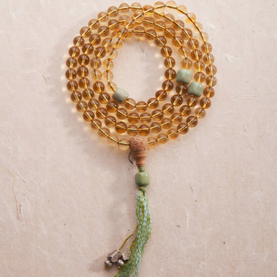 Buddhazens 108 Mala Beads 925 Sterling Silver Citrine Sandalwood Turquoise Protection Prosperity Bracelet Mala Bracelet BS Citrine (Happiness â™?Prosperity)