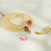 Buddhazens 108 Mala Beads 925 Sterling Silver Natural Citrine Red Agate White Jade Prosperity Charm Bracelet Mala Bracelet BS 4