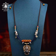 Exquisite Purely Handmade Agate Necklace With Adjustable Collarbone Chain And Dapeng Bird Eye Dzi Beads Pendant Ideal