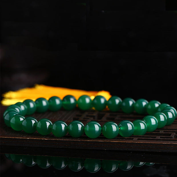 Buddhazens Natural Green Agate Wrist Mala Power Tassels Pocket Mala Car Decoration Wrist Mala&Decorations BS 7