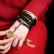 Buddhazens 108 Mala Beads Gold Sheen Obsidian Tiger Eye Eagle's Eye Stone Wealth Bracelet Mala Bracelet BS 10