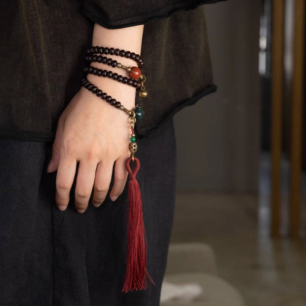 Buddhazens 108 Mala Beads Natural Tibet Purple Bodhi Seed Auspiciousness Bracelet Mala Bracelet BS 8