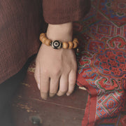 Buddhazens Tibet Bodhi Seed Dzi Bead Peace Charm Wrist Mala Bracelet Wrist Mala BS 4