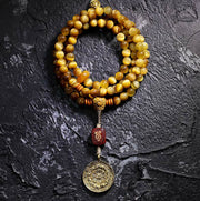 Buddhazens 108 Mala Beads Natural Tiger Eye Copper Dorje Protection Tassel Bracelet Mala Bracelet BS 8mm Tiger Eye Nine Palaces Eight Diagrams Without Copper Dorje