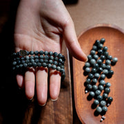 Buddhazens 925 Sterling Silver 108 Mala Beads Eagle's Eye Stone Moonstone Positive Bracelet Mala Bracelet BS 3