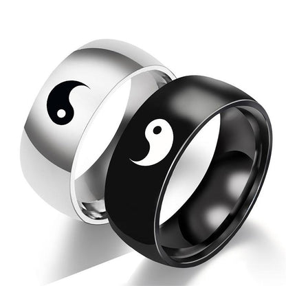 Yin Yang Balance Titanium Steel Couple Ring (Extra 40% Off | USE CODE: FS40)