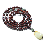 Tibetan Small Leaf Red Sandalwood Jade Mala Meditation Bracelet  (Extra 30% Off | USE CODE: FS30)